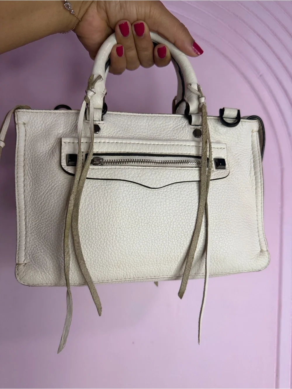 Rebecca Minkoff 🎀FINAL SALE 🎀Cream Leather Mini Satchel with Crossbody Strap